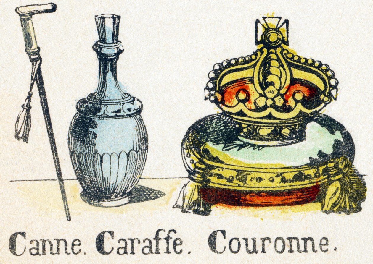 C - Canne Caraffe Crown - Alfabetet - barnunderhållning - Bildepinal, populär serie c.1890 (illustration) av Unbekannt