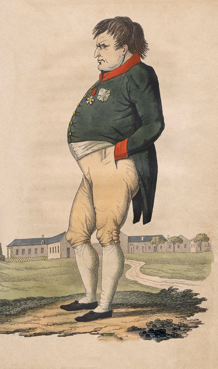 Karikatyr av Napoleon Bonaparte på St Helena gjorde två månader innan han dog den 5 maj av Unbekannt