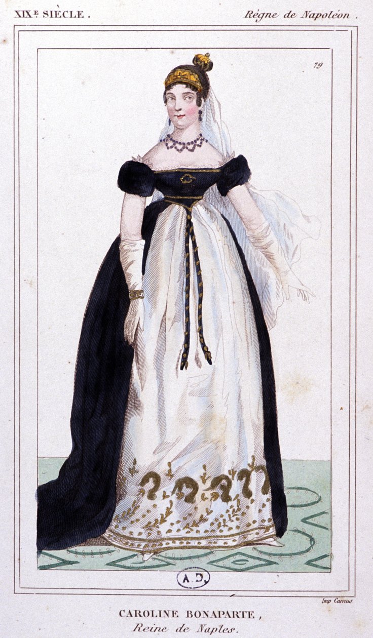 Caroline Bonaparte, ca 1810 (gravyr) av Unbekannter Künstler