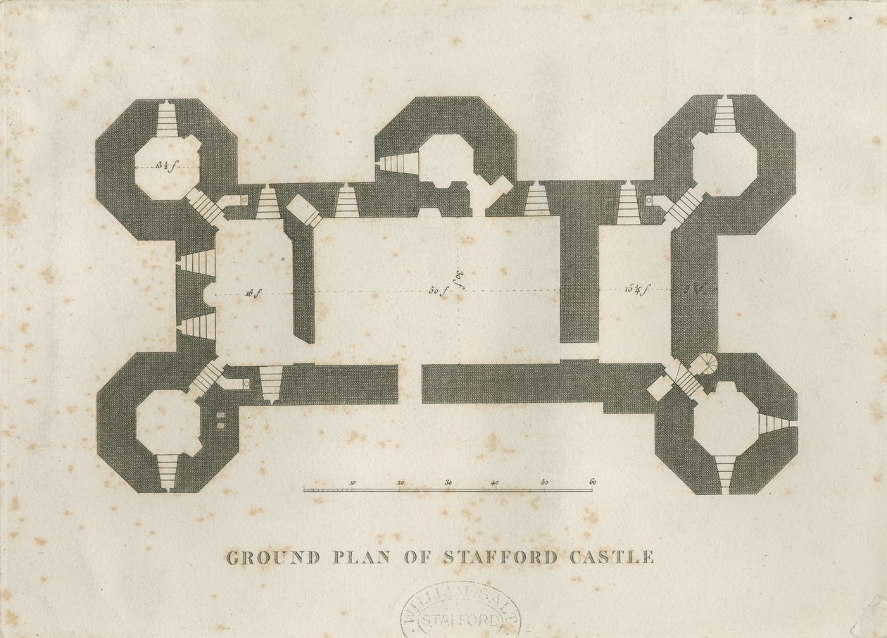 Castle Church - Stafford Castle: gravyr och [1800-talet] av Unbekannt