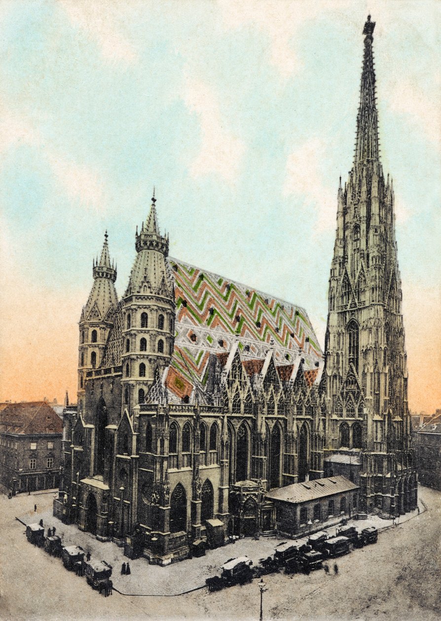 Stephansdomen och Metropolitan Parish Church of St. Stephen, Wien slutet av 1800-talet/början av 1900-talet (vykort) av Unbekannter Künstler