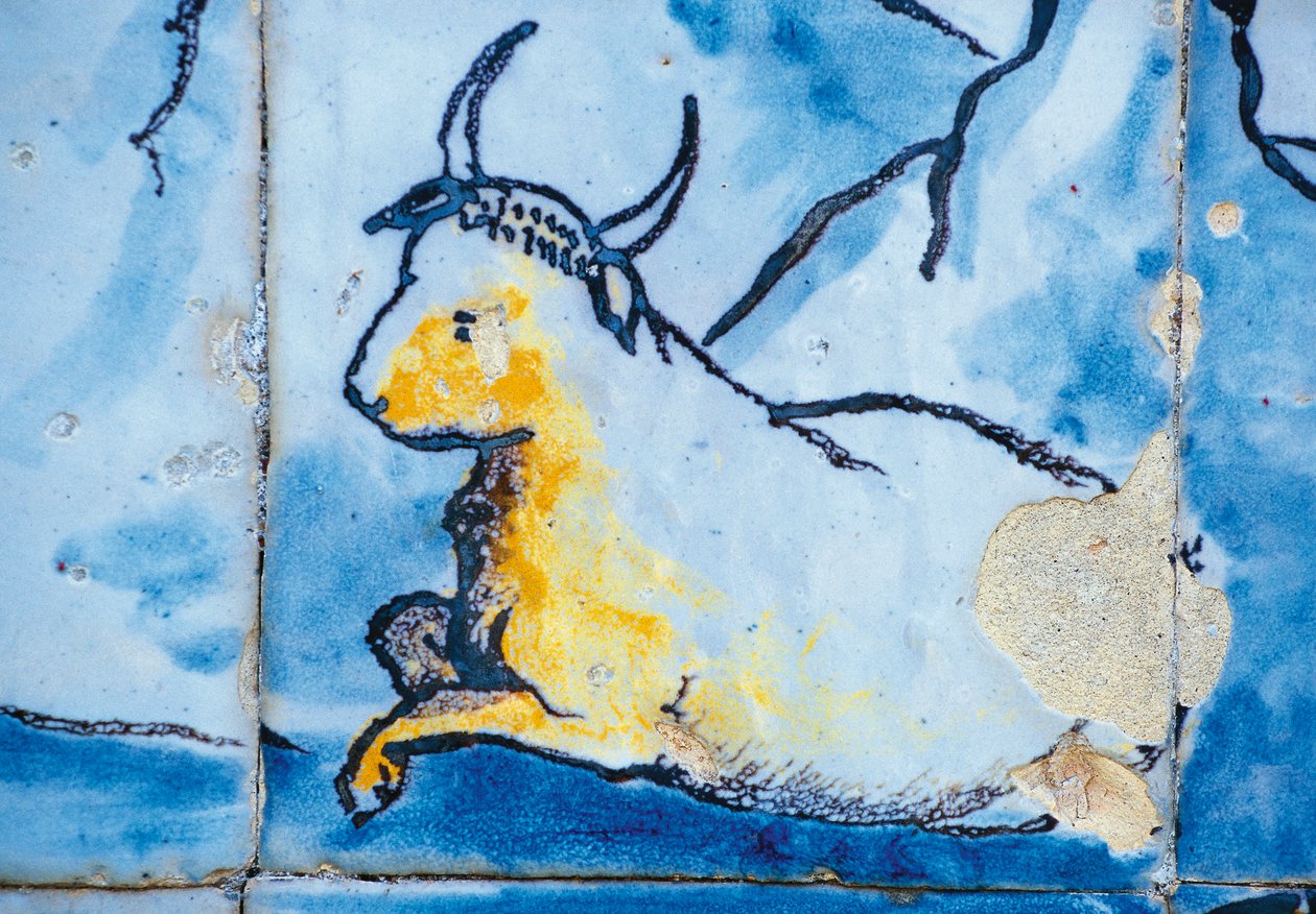 Boskap, azulejos plattor, Palace of Marquises of Fronteira, Lissabon, Portugal Detalj av Benjamin Baud