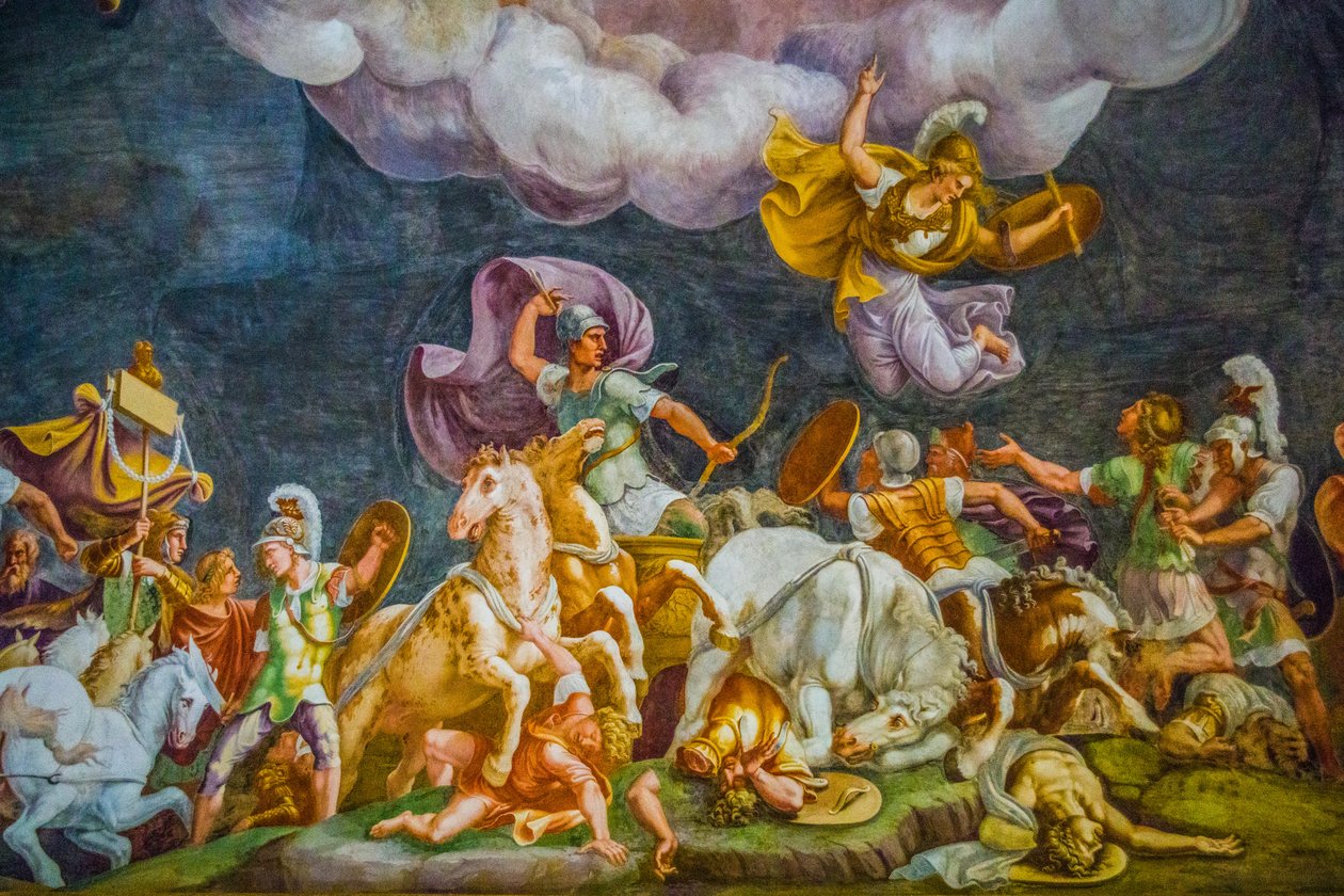 Takmålning i Palazzo Ducale, Kungliga slottet, Castel San Giorgio, Mantua, Lombardiet, Italien, Europa (foto) av Unbekannter Künstler