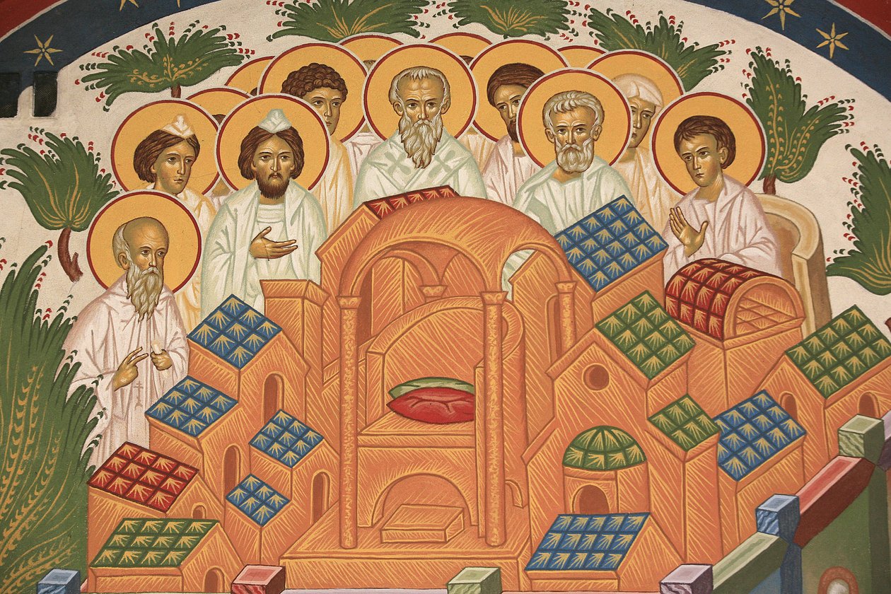 Himmelska Jerusalem. Saint-Antoine-le-Grand ortodoxa kyrka Saint-Laurent-en-Royans Frankrike av Unbekannt