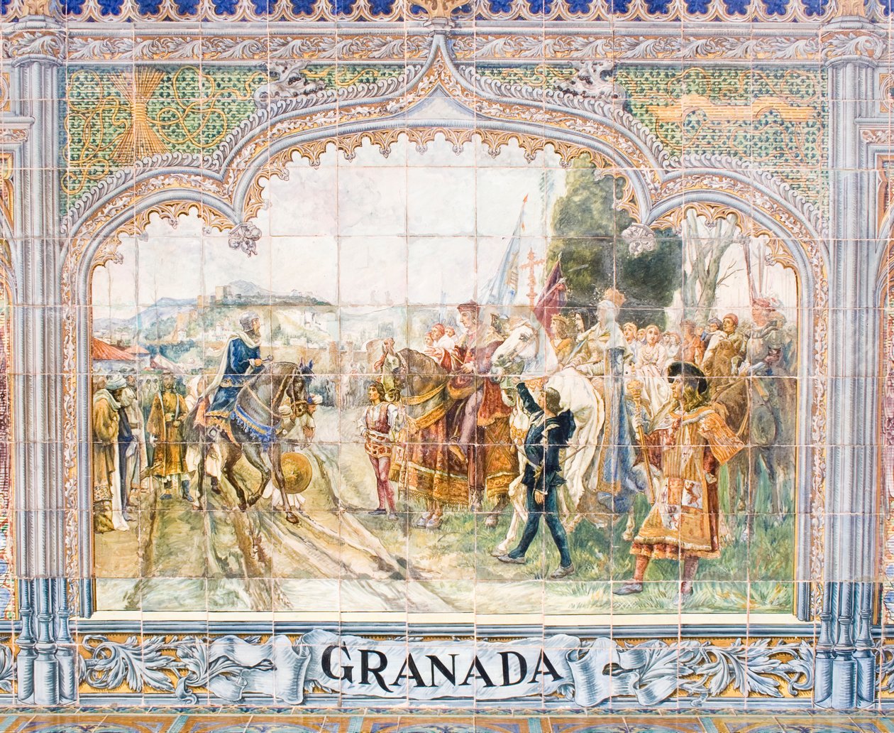 Keramiska plattor på Plaza de España föreställande kung Boabdil (mosaik) av Unbekannter Künstler