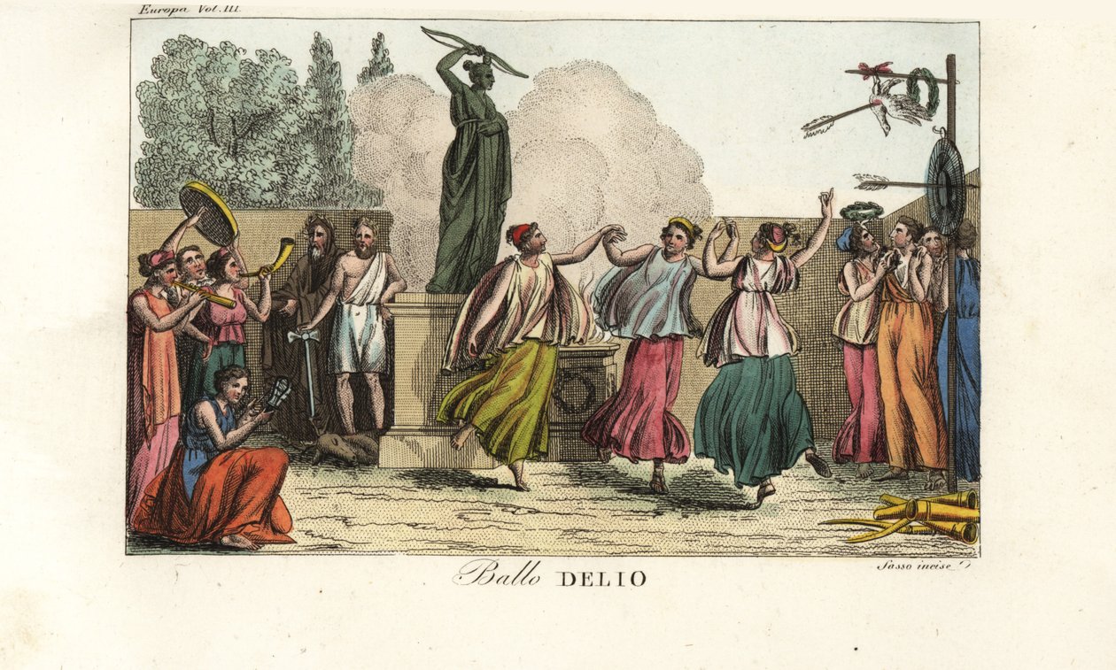 Ceremoniell dans för Artemis eller Diana the Huntress i en helig skog på ön Delos av Unbekannt