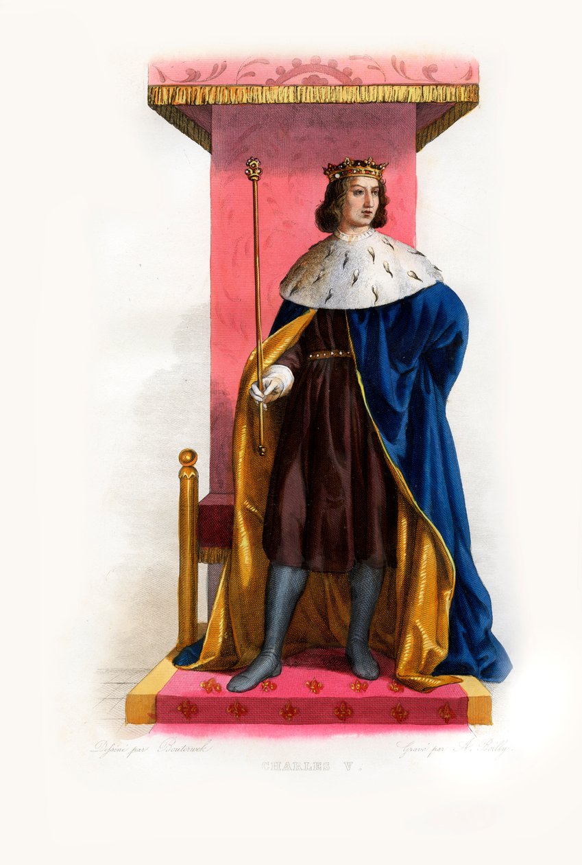 Karl V av Frankrike kallad den vise, ca 1844 (gravyr) av Lancelot Volders