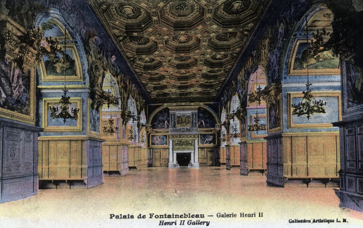 Chateau de Fontainebleau: galleri Henri II - Vykort sent 1800-tal - början av 1900-talet av William M. Timlin