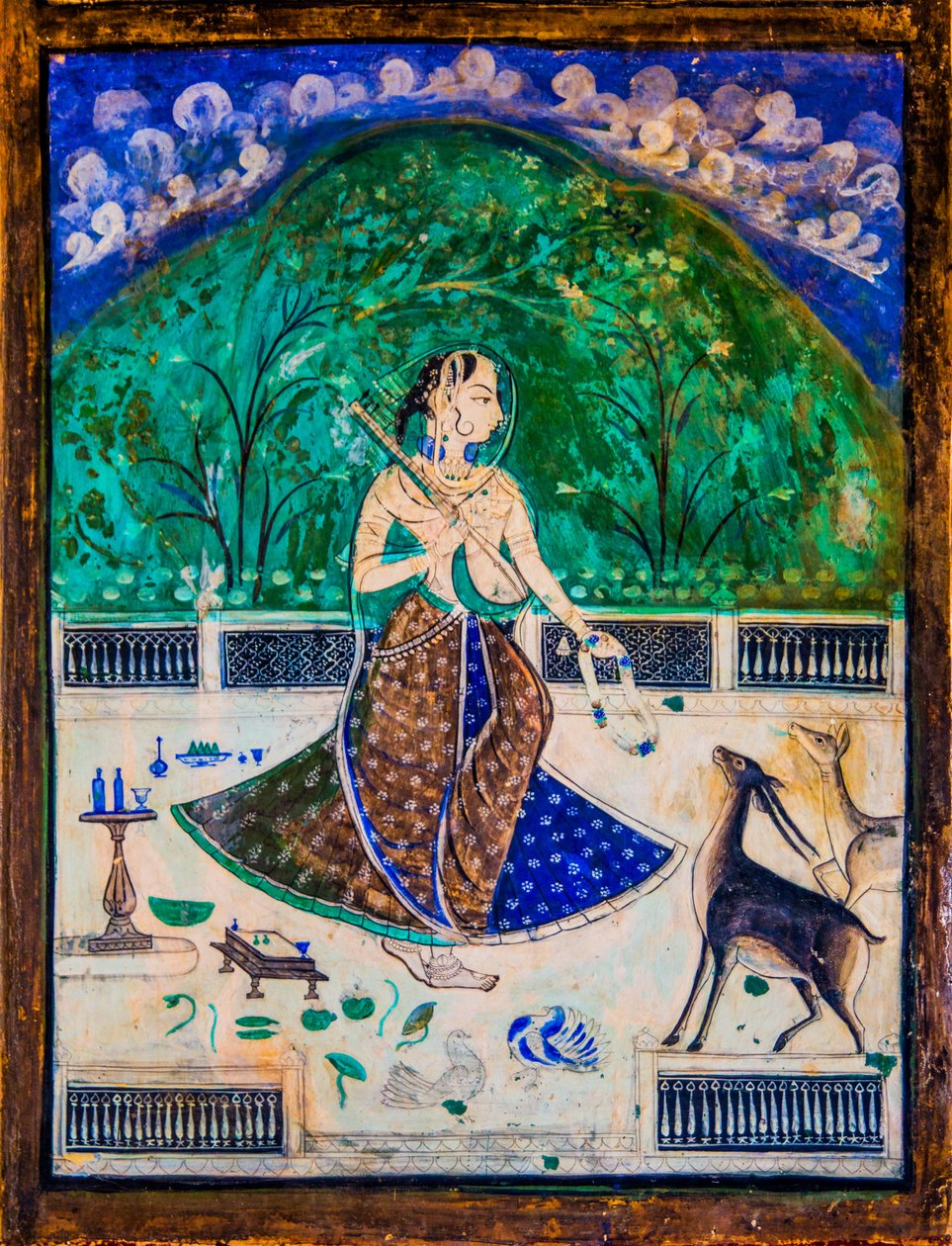 Chittra Sala innergård med virtuosa fina målningar, Taragarh Fort, Bandi, Bandi, Rajasthan, Indien, Asien (Foto) av Unbekannter Künstler