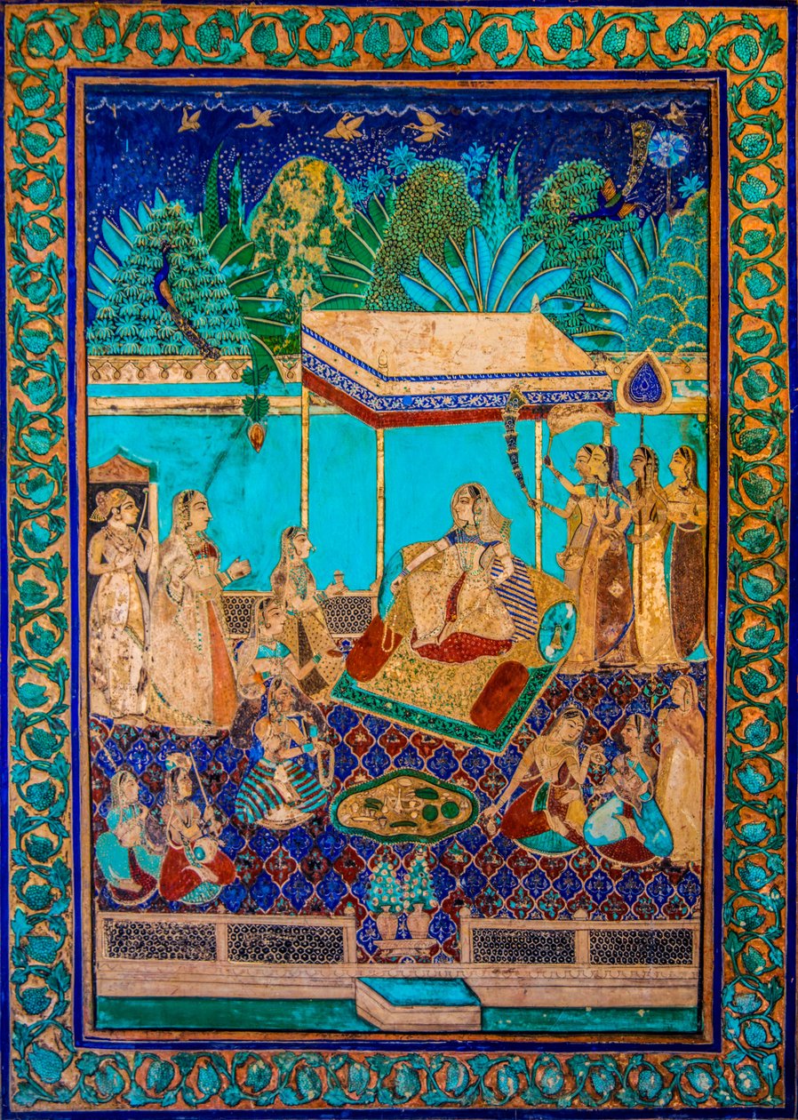Chittra Sala innergård med virtuosa fina målningar, Taragarh Fort, Bandi, Bandi, Rajasthan, Indien, Asien (Foto) av Unbekannter Künstler