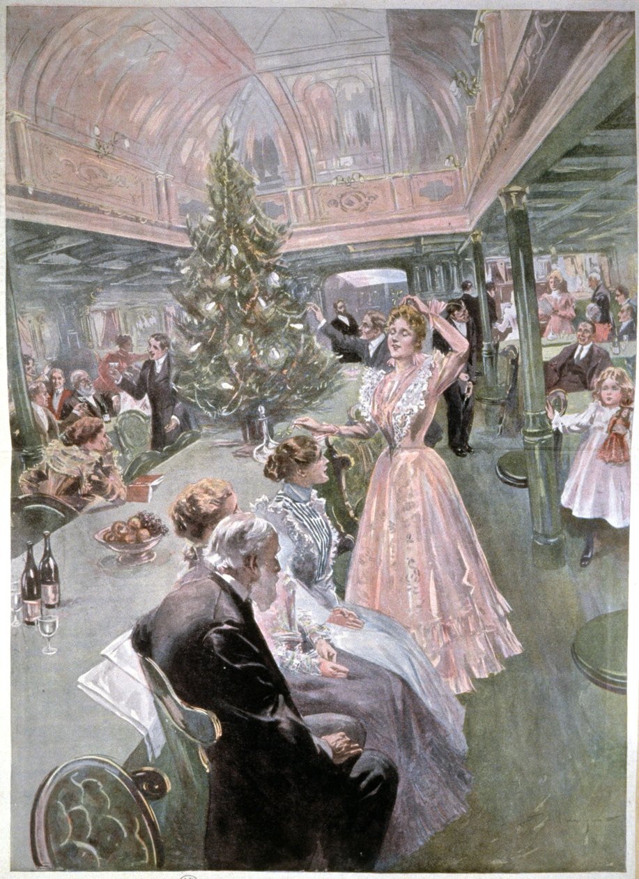 Julafton på ett kryssningsfartyg, ca 1900 (illustration) av Unbekannter Künstler