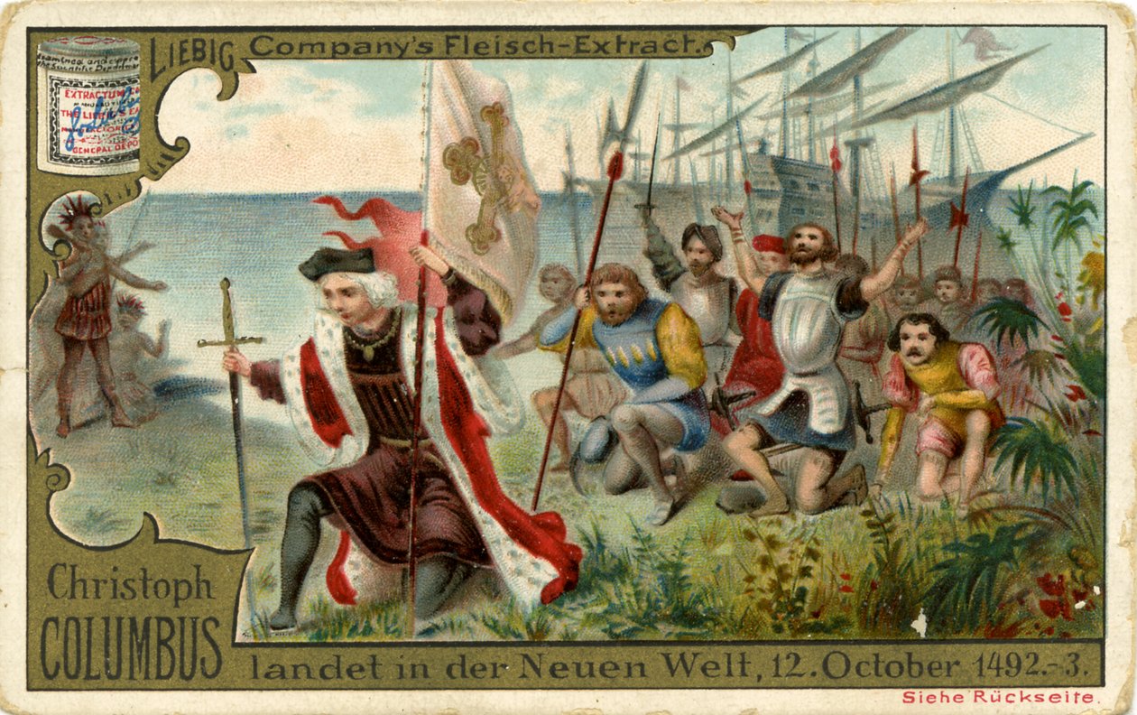 Christofer Columbus anländer till den nya världen av Unbekannter Künstler