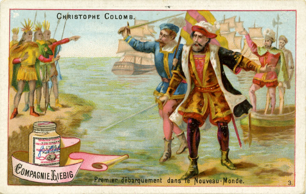 Christofer Columbus anländer till den nya världen av Unbekannter Künstler