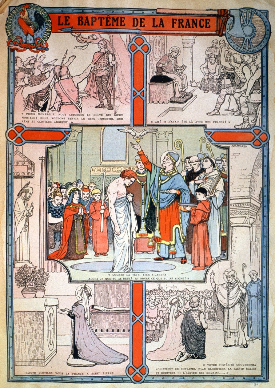 Clovis dop vid Saint Remi i Reims, ca 1930 (tryck) av Unbekannter Künstler