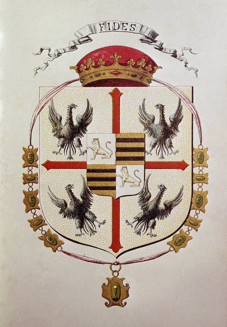 Gonzaga-familjens vapen (gravyr) av Unbekannter Künstler