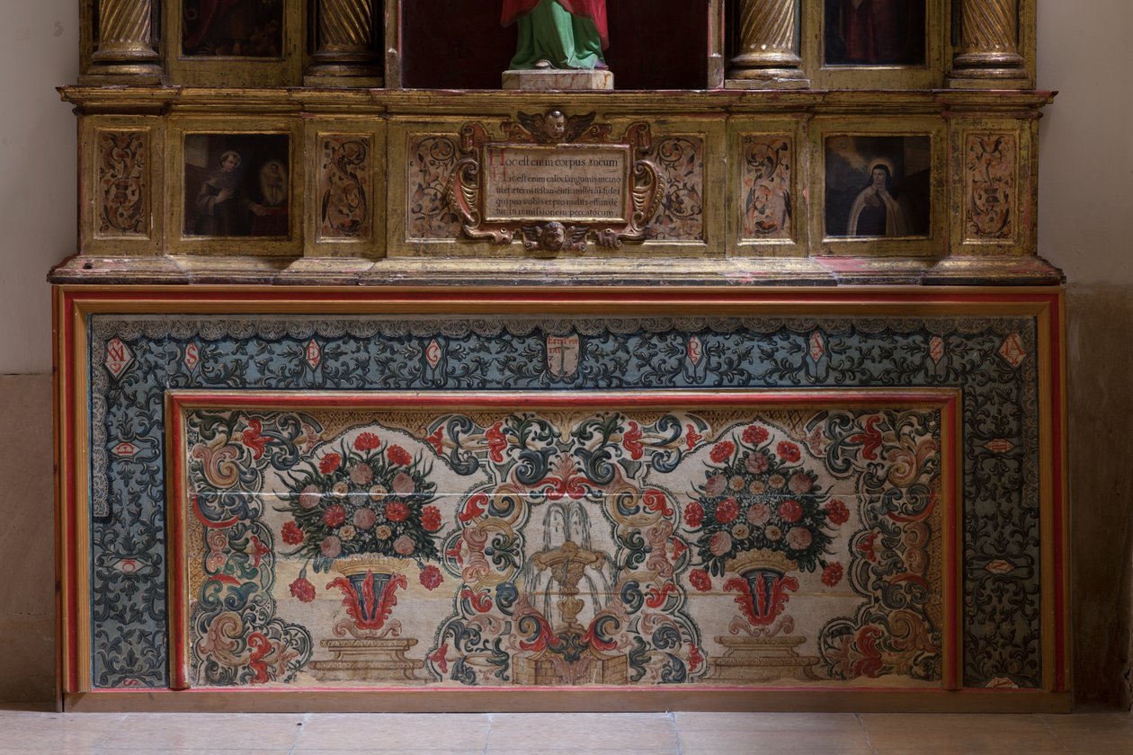 Kollegial kyrka. Interiör. Norra gången. Altare (San Jose). Antependium. Olja på trä. 1700-talet. av Unbekannt