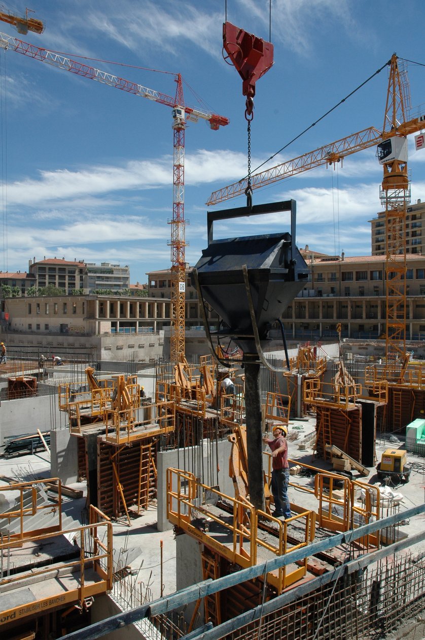 Byggarbetsplats för de nya stadsdelarna i Aix en Provence (Aix-en-Provence) av Unbekannter Künstler