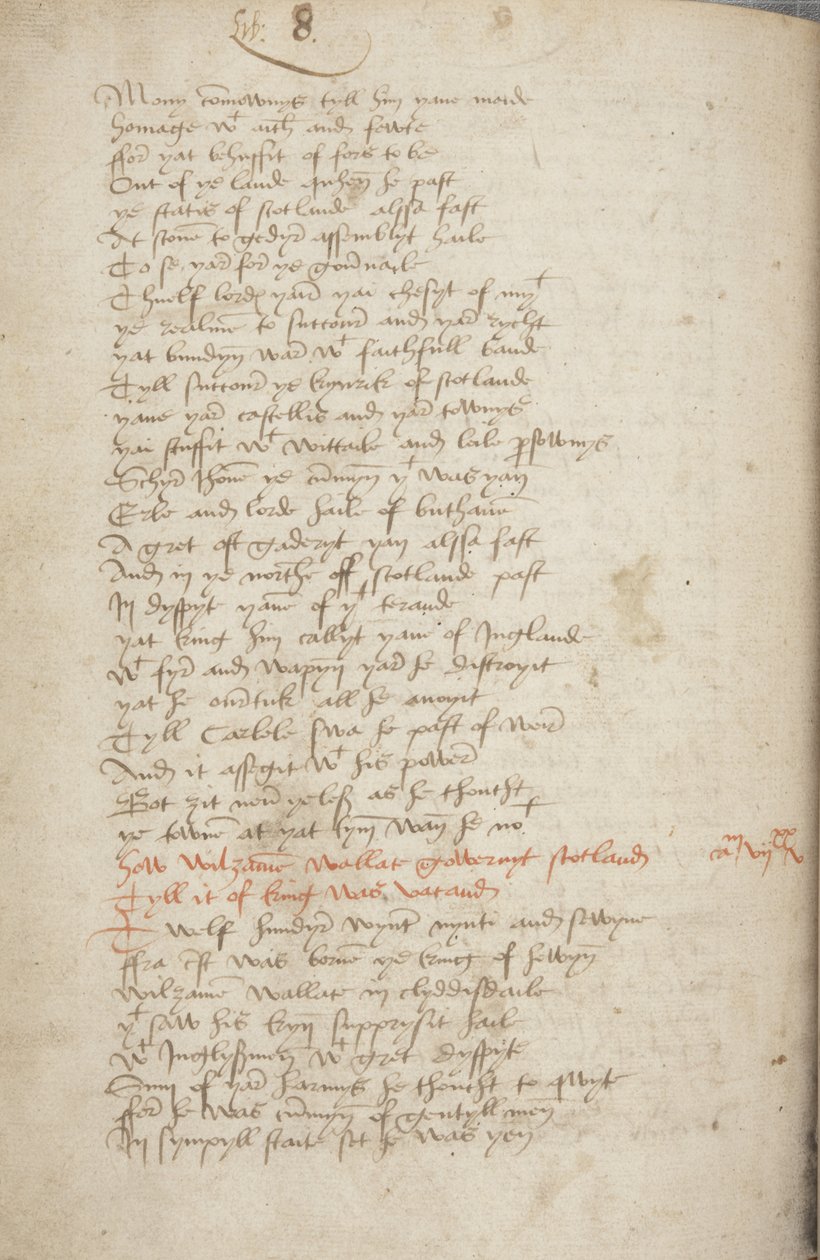 Kopia av krönikan Andrew av Wyntoun, Fol 319 verso, detalj, c.1550 (bläck på papper) av Unbekannt