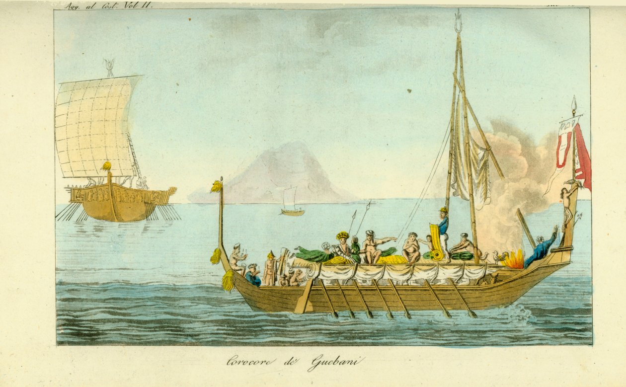 Corocoro båt med segel och åror från ön Guebe, Maluku Islands, Indonesien av Unbekannt