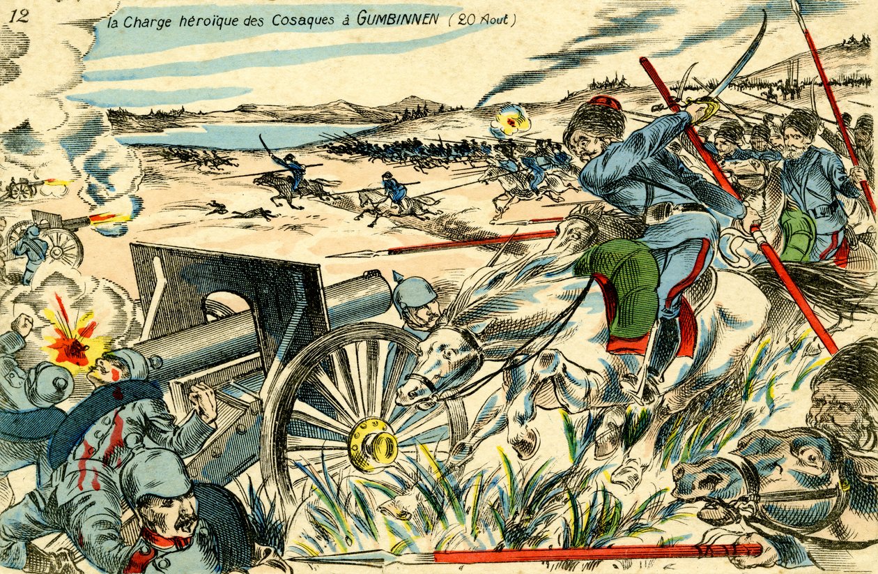Kosackernas anfall vid Gumbinnen, 20 augusti 1914. av Unbekannter Künstler