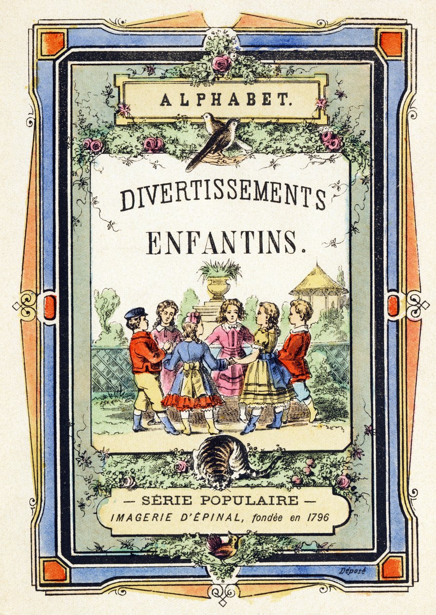 Omslag - cirkel av barn i en trädgård - Alfabet - barnunderhållning - Bildepinal, populär serie c.1890 (illustration) av Unbekannt