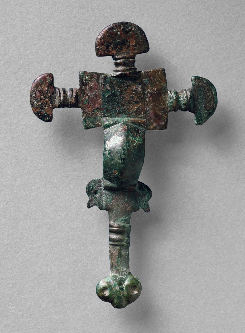 Korsformad brosch, från Haslingfield, Cambridgeshire, anglosaxiska (kopparlegering) av Unbekannt