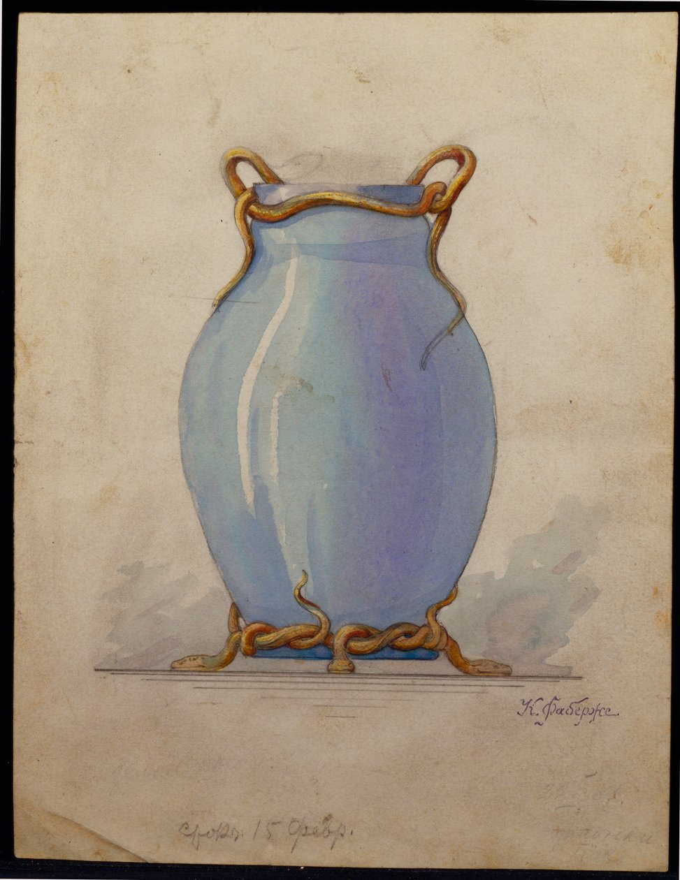 Design för en äggformad blå vas, House of Carl Faberge av Unbekannt