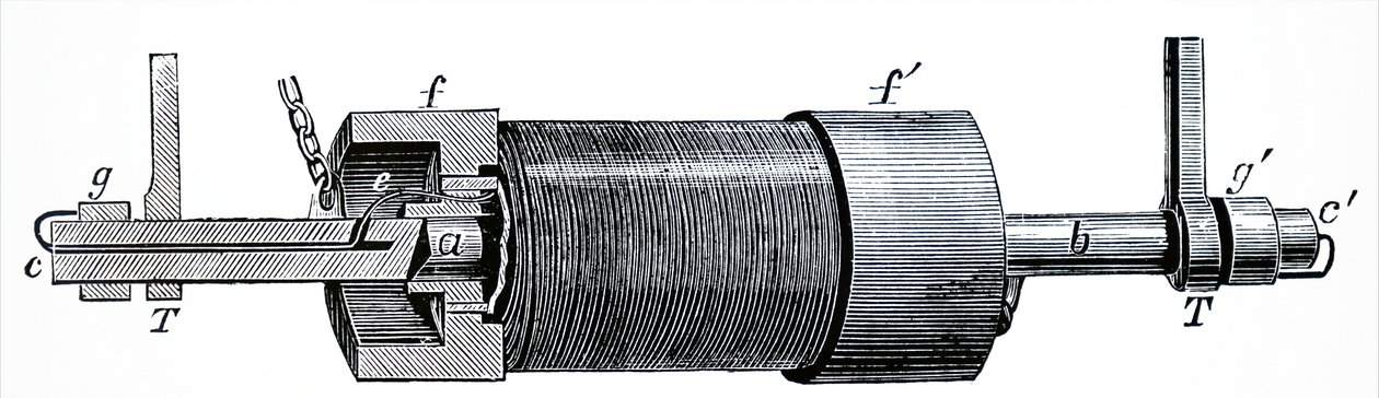 Diagram som visar en elektromagnet. av Unbekannt