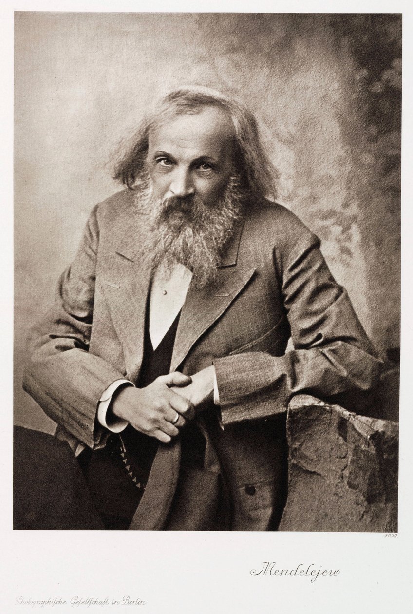 Dmitri Ivanovich Mendeleev, rysk kemist, från 1905 av Unbekannt