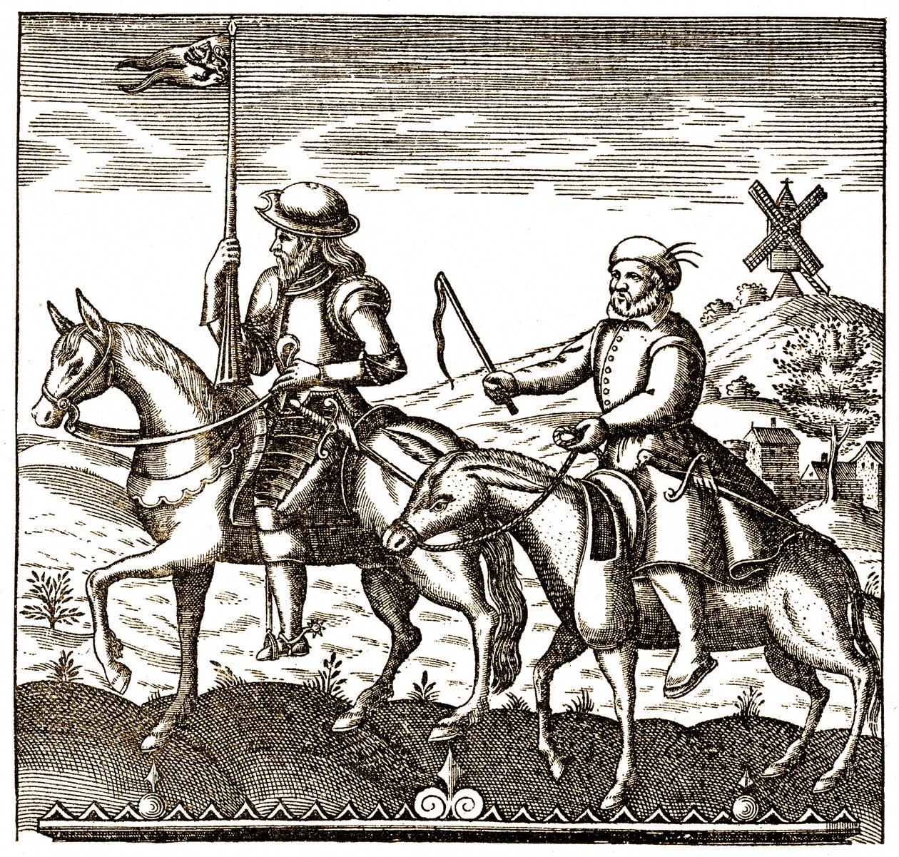 Don Quijote och Sancho Panza av Unbekannter Künstler