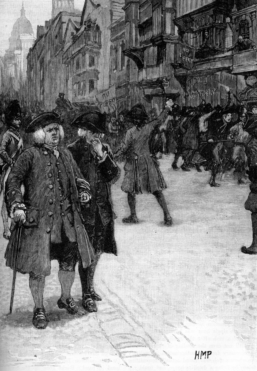 Dr Samuel Johnson tittar på Gordon Riots av Unbekannter Künstler