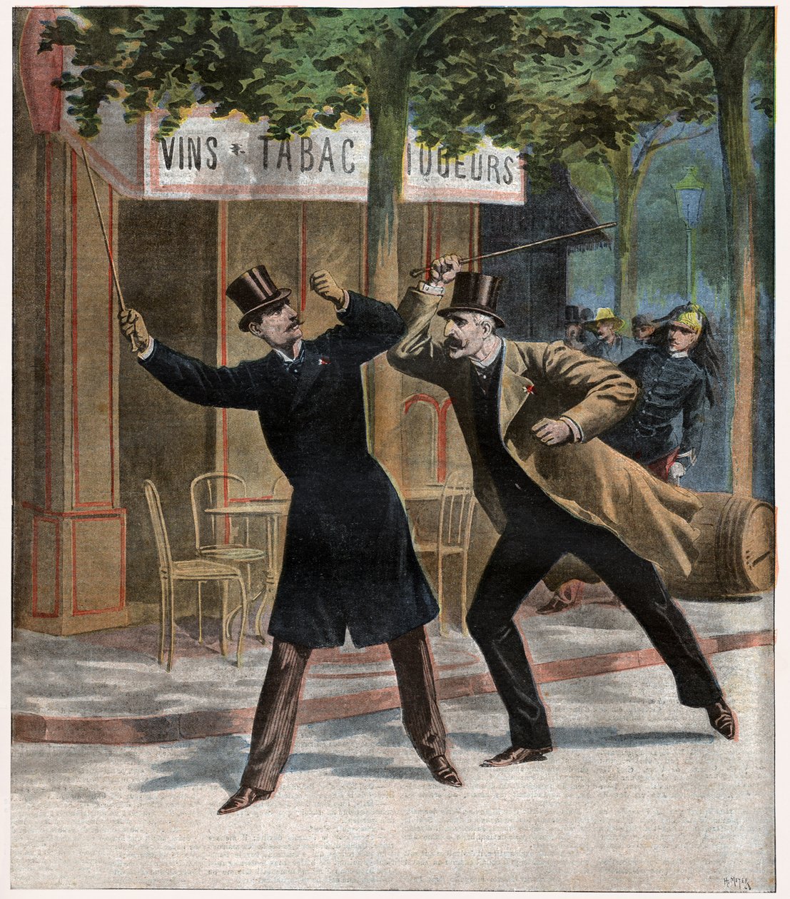 Dreyfus-affären. Slagsmål mellan befälhavare Eszterhazy och Mrs. Picquart av Leopold Blonder