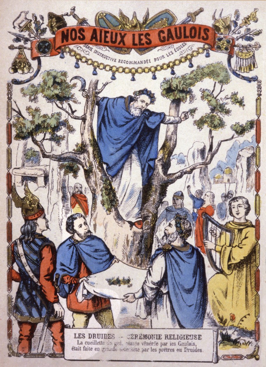 Druider plockar mistel, ca 1900 (illustration) av Unbekannter Künstler