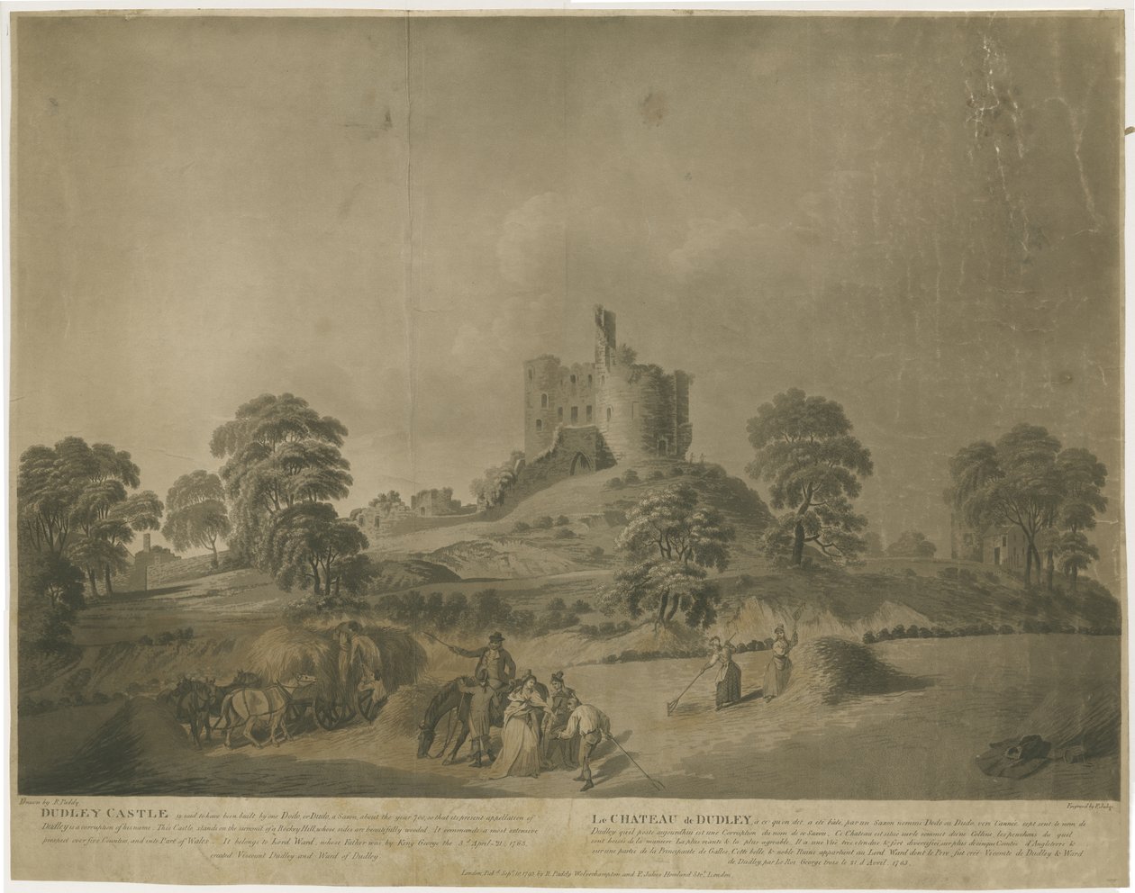 Dudley Castle: - The Keep: akvatint med graverad beskrivning, nd [c 1793] av Unbekannt