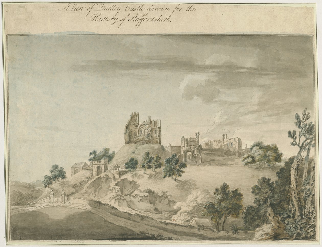 Dudley Castle: akvarellmålning och [?1700-talet] av Unbekannt