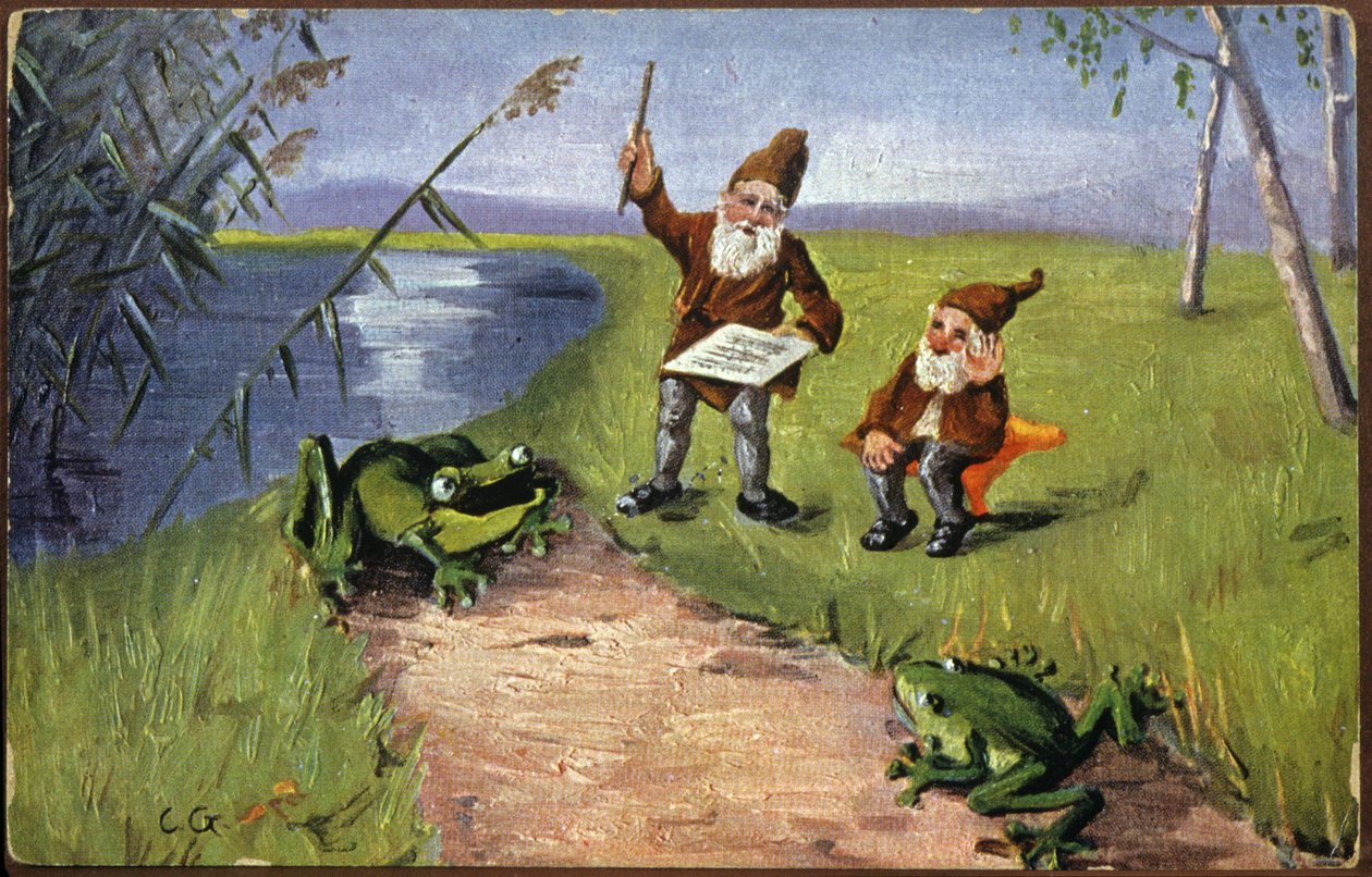 Dvärgar och grodor, ca 1910 (Vykort) av Unbekannter Künstler