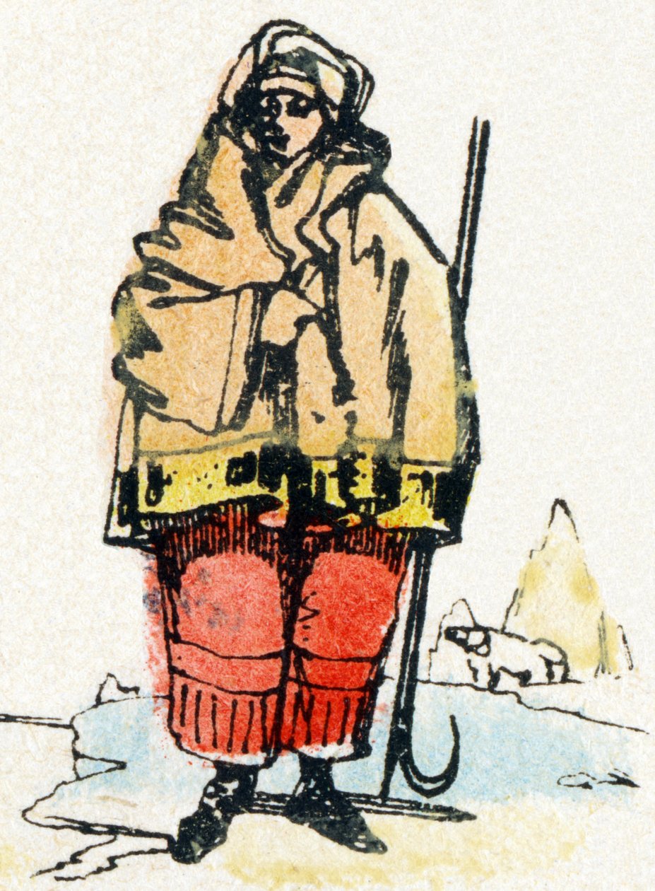 E - Eskimåer - Alfabetet - barnunderhållning - Bildepinal, populär serie c.1890 (illustration) av Unbekannt