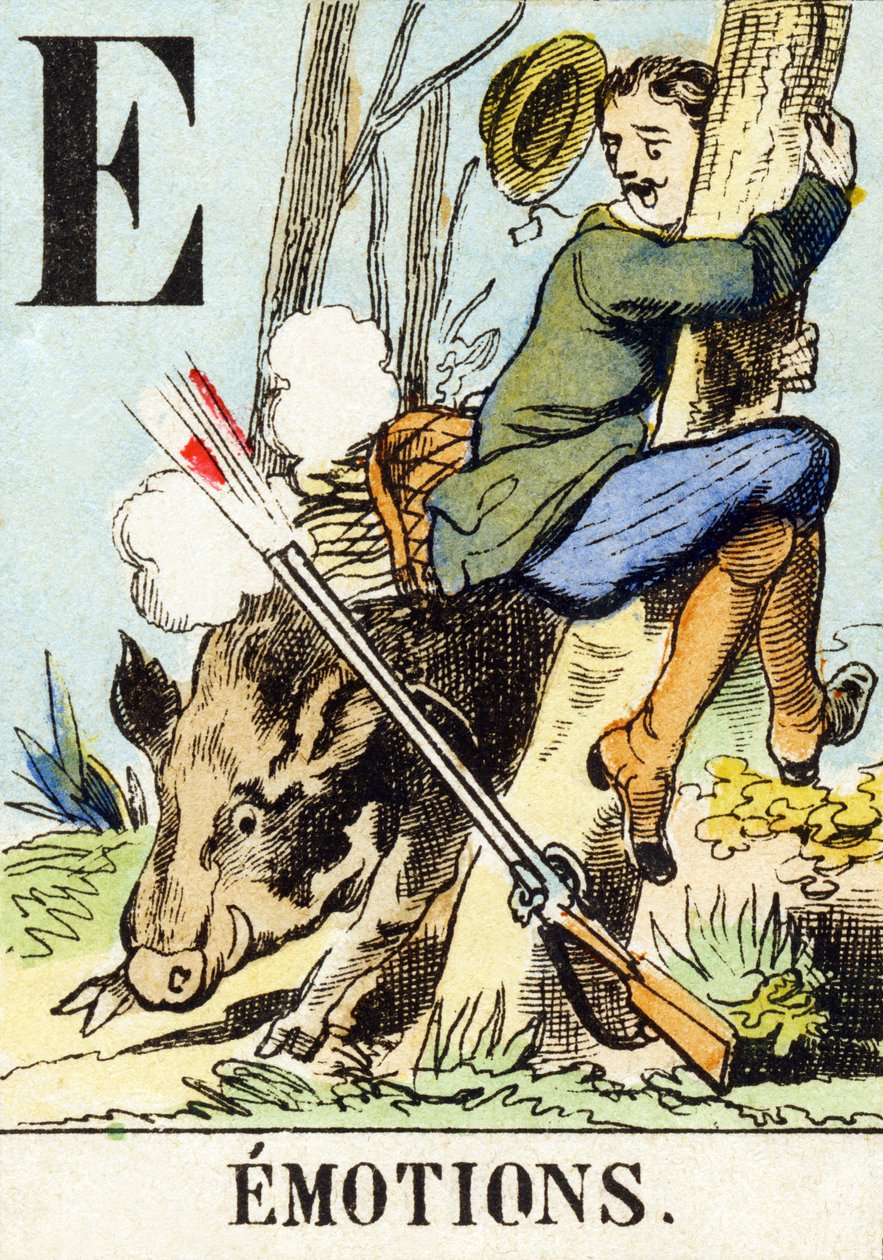 E : Emotions - The Hunting Alphabet, c.1890 (gravyr) av Unbekannt