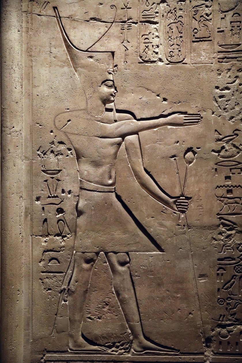 Egypten, Medamud, Montu tempeldörr, detalj, 221-205 f.Kr. av Unbekannter Künstler