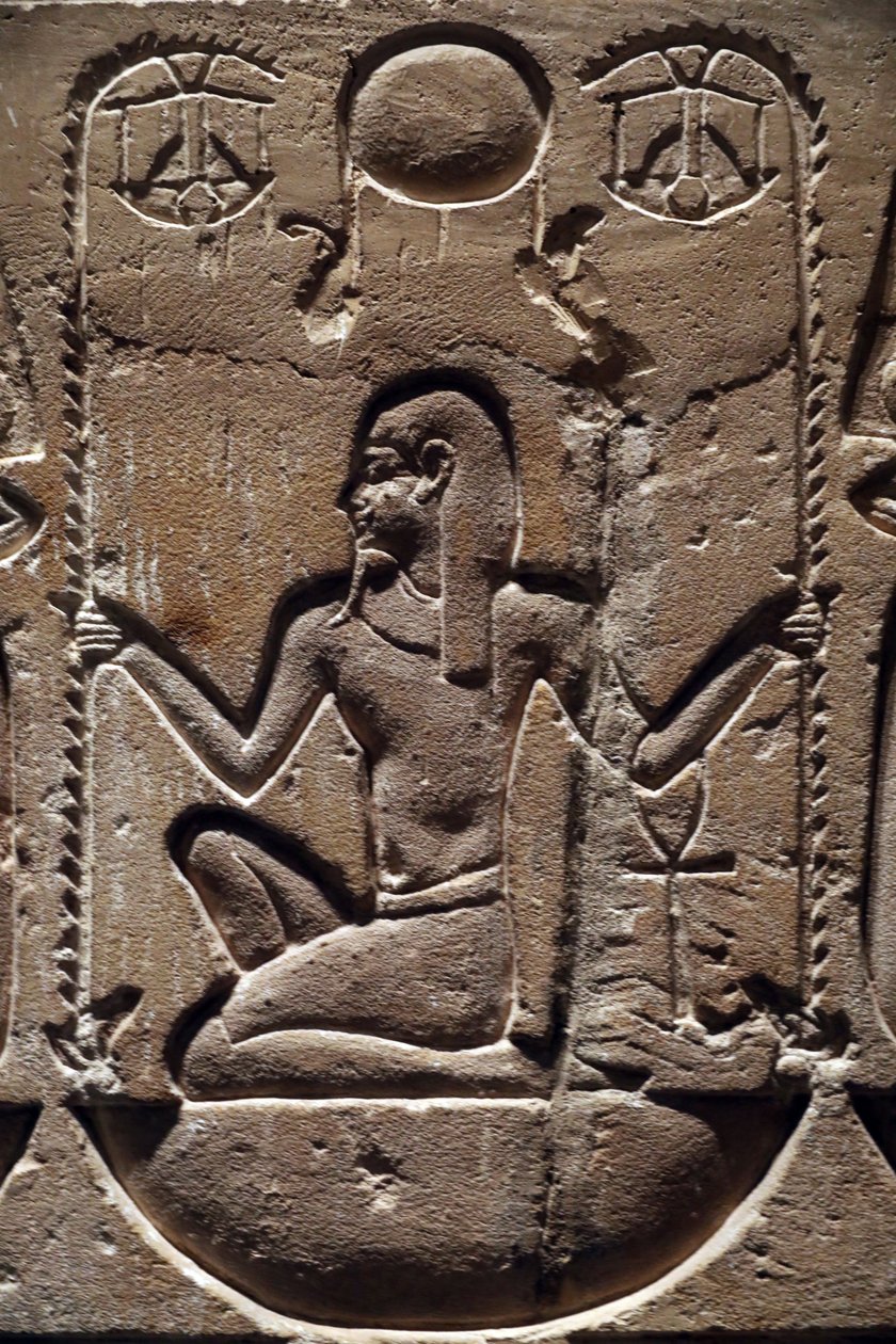 Egypten, Medamud, Montu tempeldörr, detalj 221-205 f.Kr. av Unbekannter Künstler