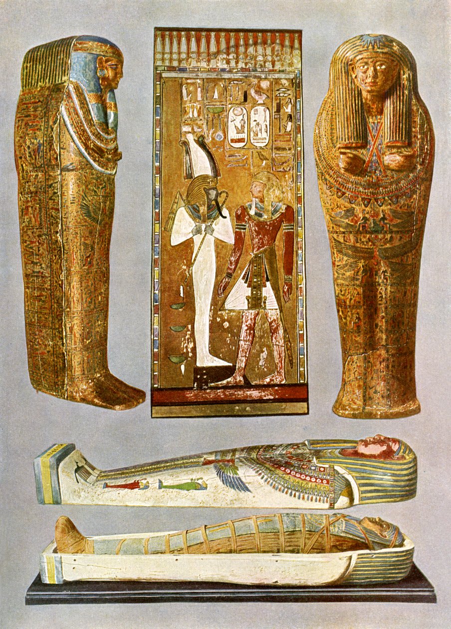 Egyptiska fresker och sarkofager av Unbekannter Künstler