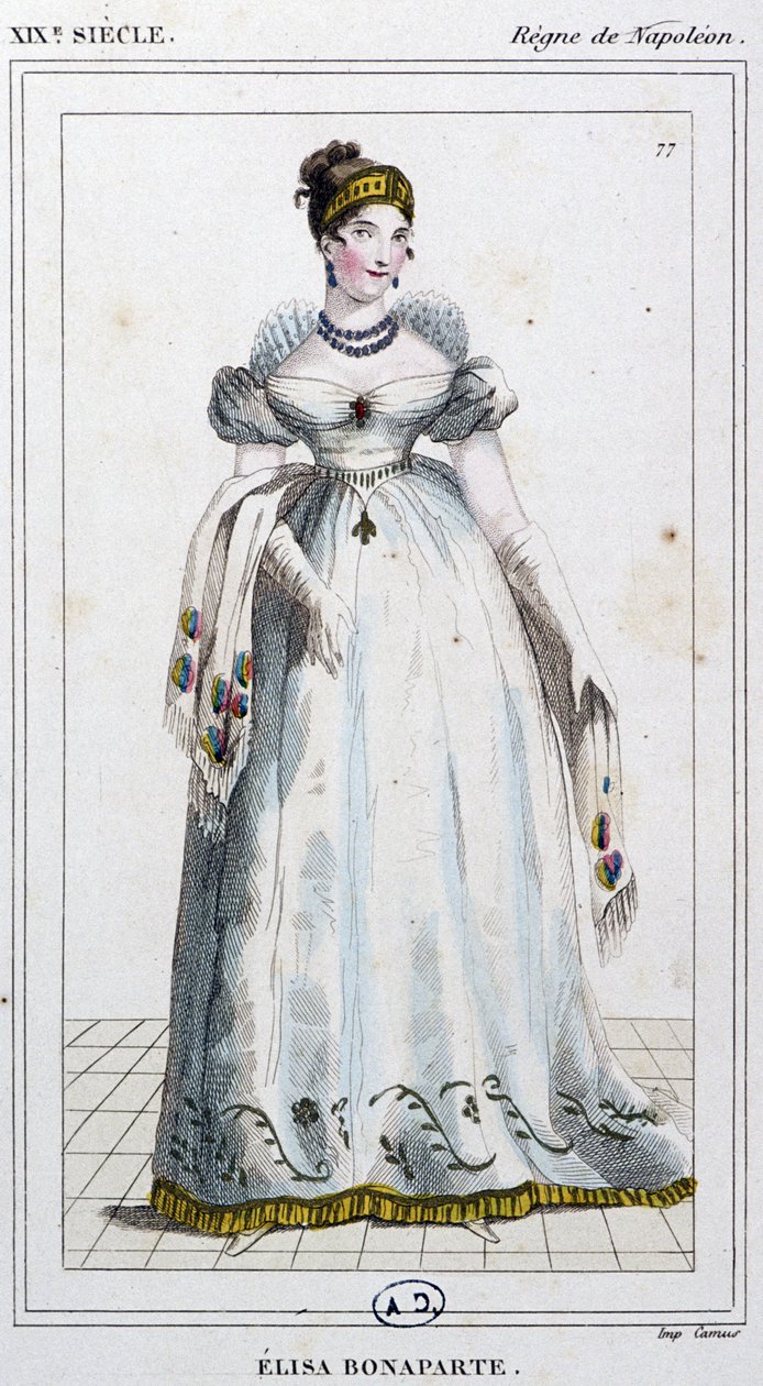 Elisa Bonaparte Baciocchi, ca 1810 (gravyr) av Unbekannter Künstler