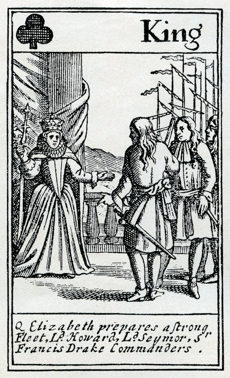 Elizabeth före den spanska armadan (gravyr) av Unbekannter Künstler