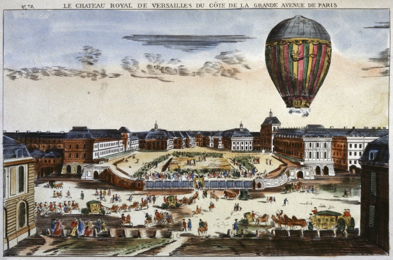 Experimentera med en varmluftsballong i Versailles av Unbekannter Künstler