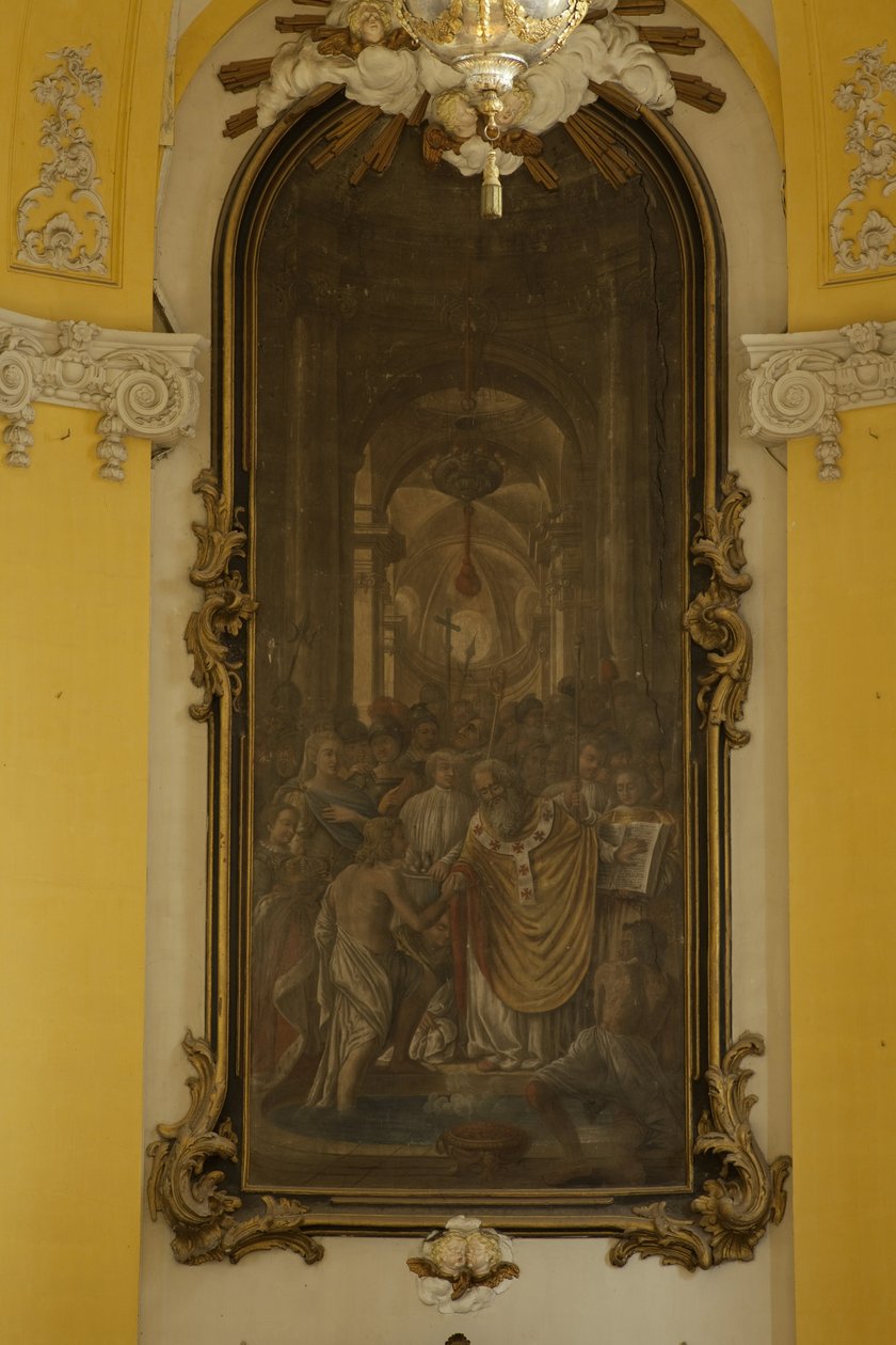 FRANKRIKE. STORA ÖST. MURTHE-OCH-MOSEL. Luneville. Kyrkan Saint James. Målning av Jean Girardet i kören. Barockkonst. Arkitektur. Fotografi av Unbekannt