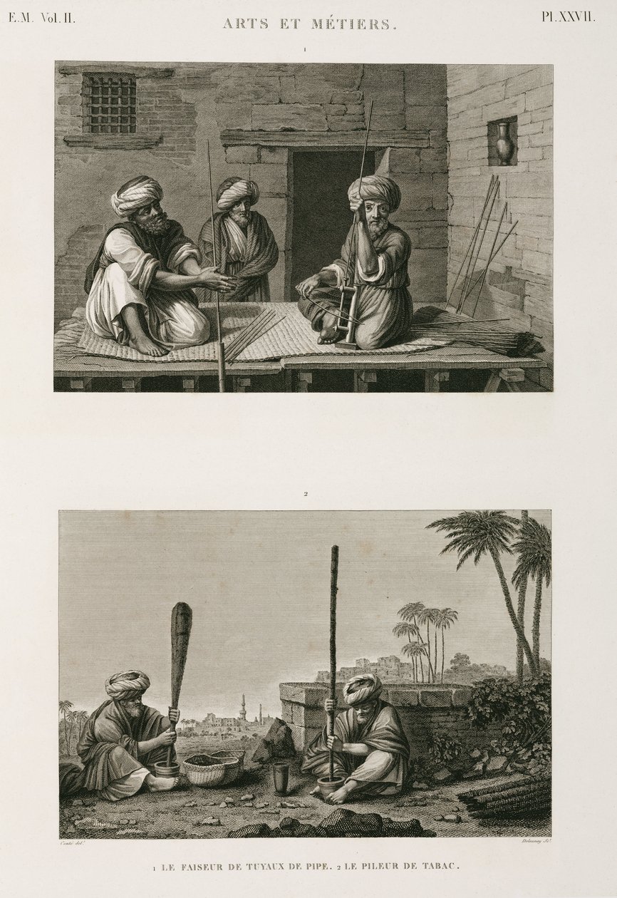 Fabrication, Other Pipe stam makers and tobacco pounders, Egypten, c 1798 av Unbekannt
