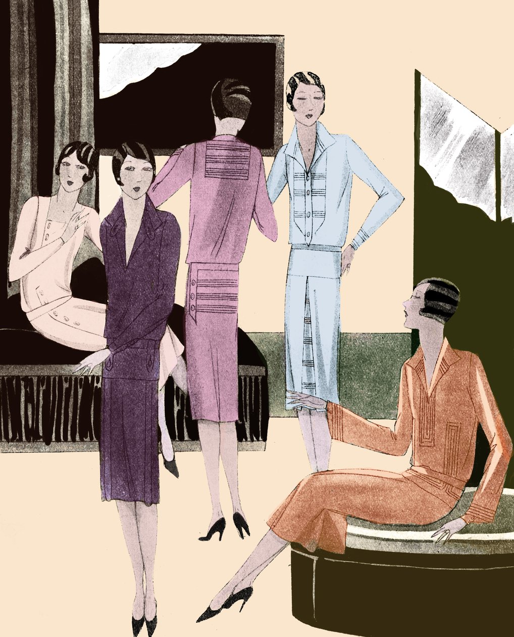 Modeklänningar våren 1928 av Unbekannter Künstler