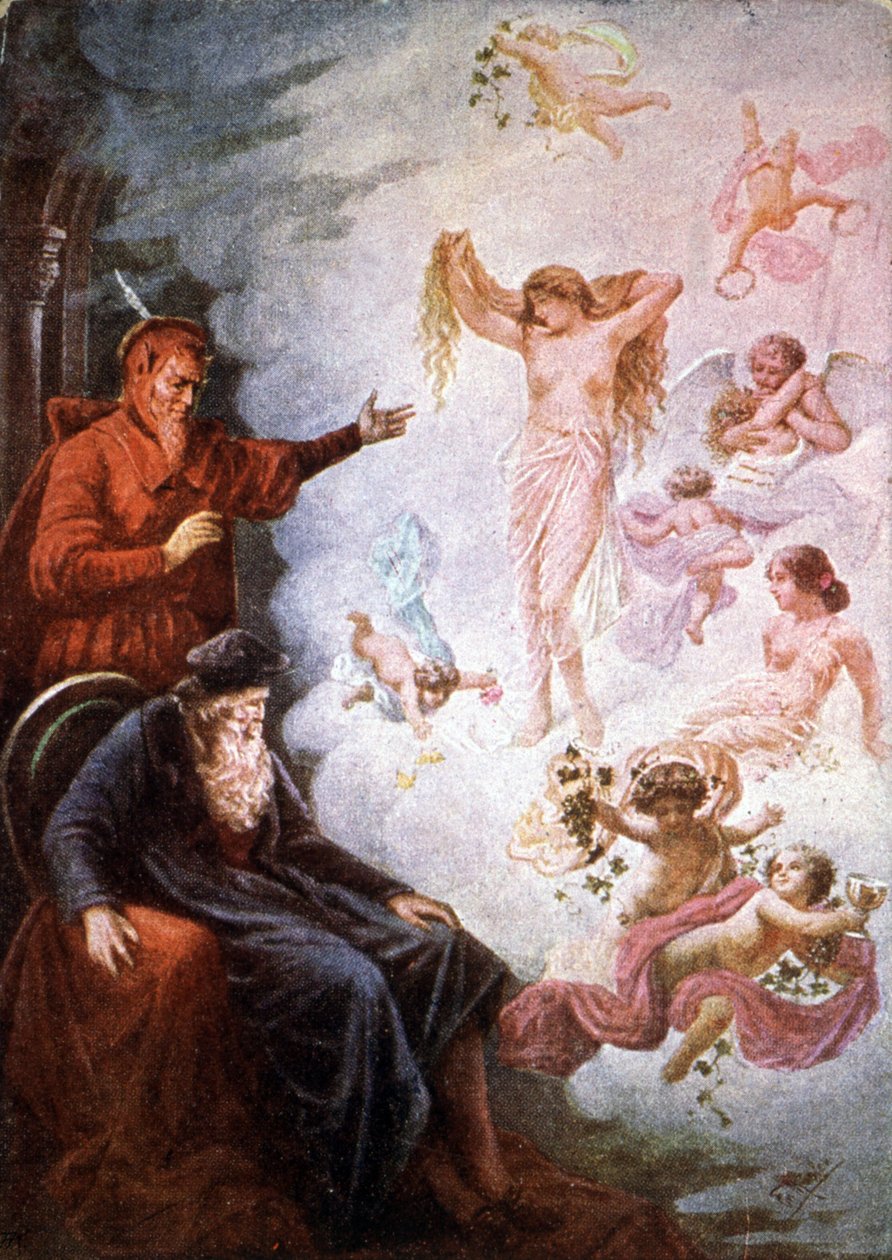 Faust och Mefistofeles, tidigt 1900-tal (vykort) av Unbekannter Künstler