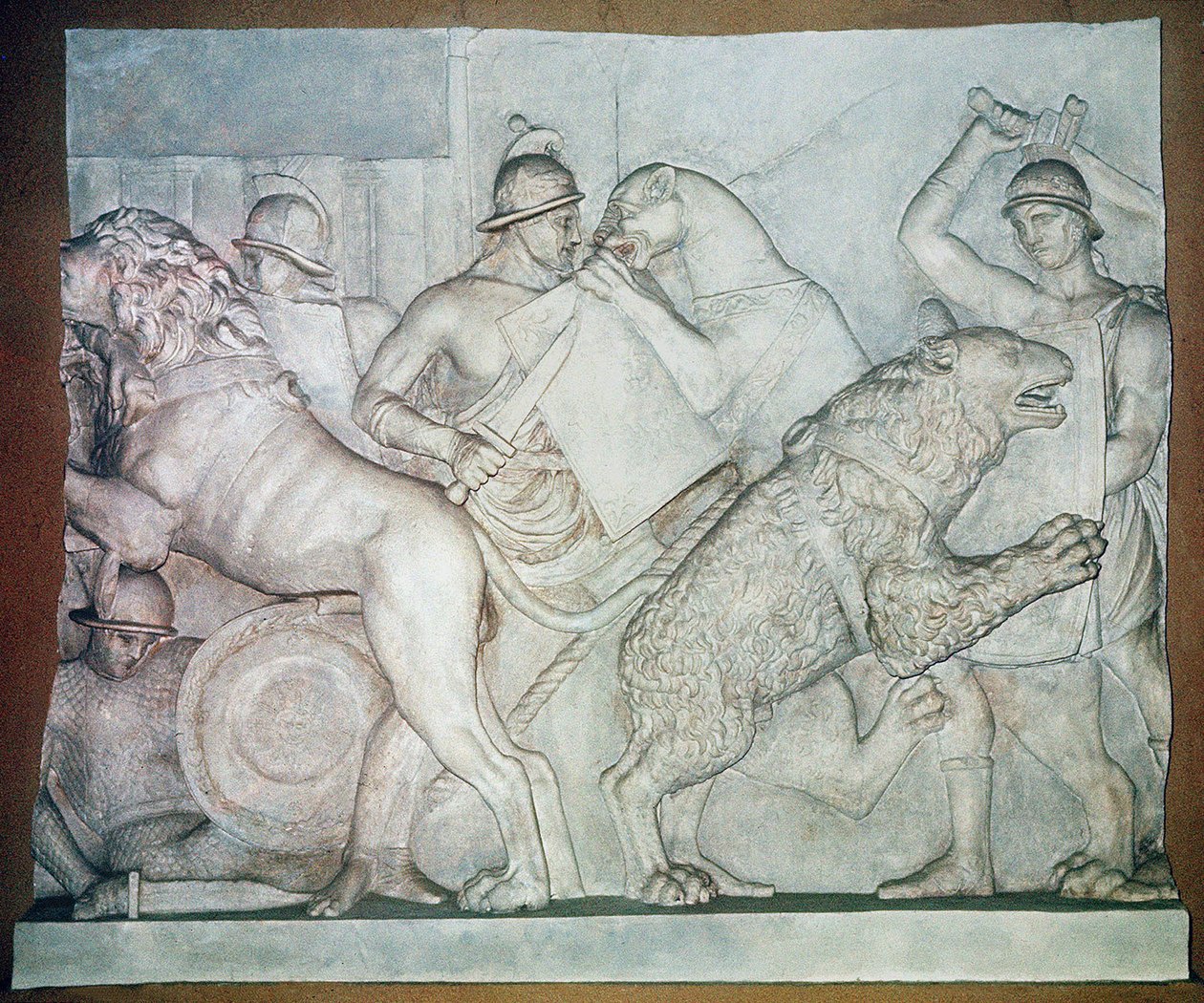 Kamp mellan djur och gladiatorer, basrelief, Villa Torlonia, Rom av Unbekannter Künstler