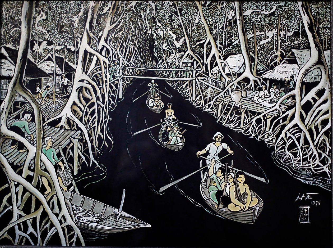 Fine Arts Museum, Ca Mau Guerillas By Thai Ha, Lack Engraving, Ho Chi Minh City, Vietnam, 2018 av Josef Eberz